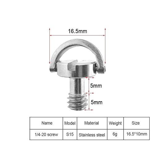 1/4 3/8 Camera Screw for Quick Release Plate 1/4 3/8 Inch D-Ring Screw Tripod Ballhead Mount Adapter Photography Accessories(S15 1PC)