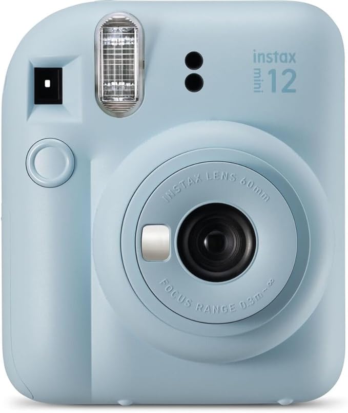FUJIFILM INSTAX Mini 12 Instant Film Camera | Pastel Blue Bundled with INSTAX Mini Instant Film |40 Exposures + Instax Accessory Bundle + AA Batteries + Cleaning Cloth (10 Items)