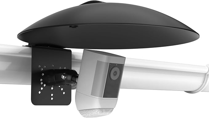 Koroao Waterproof Outdoor Sun Rain Shade Shield Cover with Gutter Mount Bracket Compatible with R-ing,Blink,eufy,Arlo,Wyze,TP-Link Tapo and All 1/4'' Thread Security Cameras (Black)