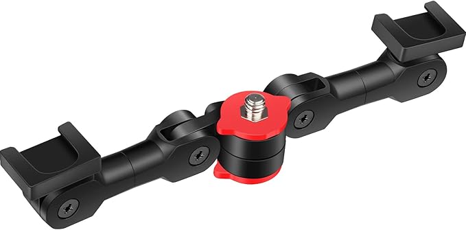 ChromLives Dual Cold Shoe Mount Universal Cold Shoe Adapter with 1/4" Thread Holes Rotatable Camera Shoe Extension Bracket for Microphone,Led Light