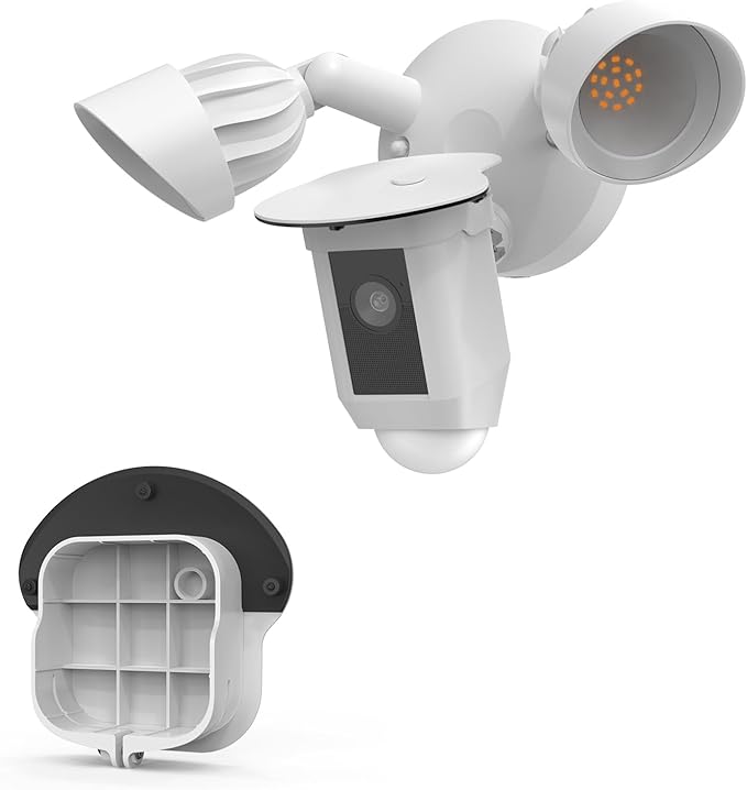 Sun Rain Shade Camera Cover Compatible with R-ing Floodlight Cam Wired Plus, for R-ing Floodlight Outdoor Weather-Resistant Rain Shield Accesorios (White)