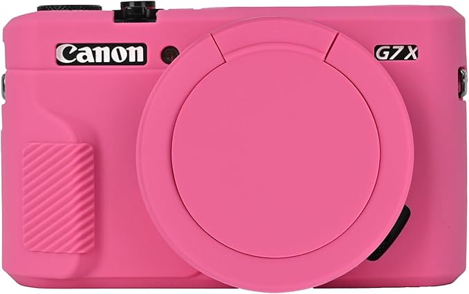 G7X Mark II Case, Protective Case for Canon Powershot G7X Mark II Digital Camera, Removable Lens Cover Silicone Sleeve Soft Camera Cover Rubber Protective Body Skin- Rose