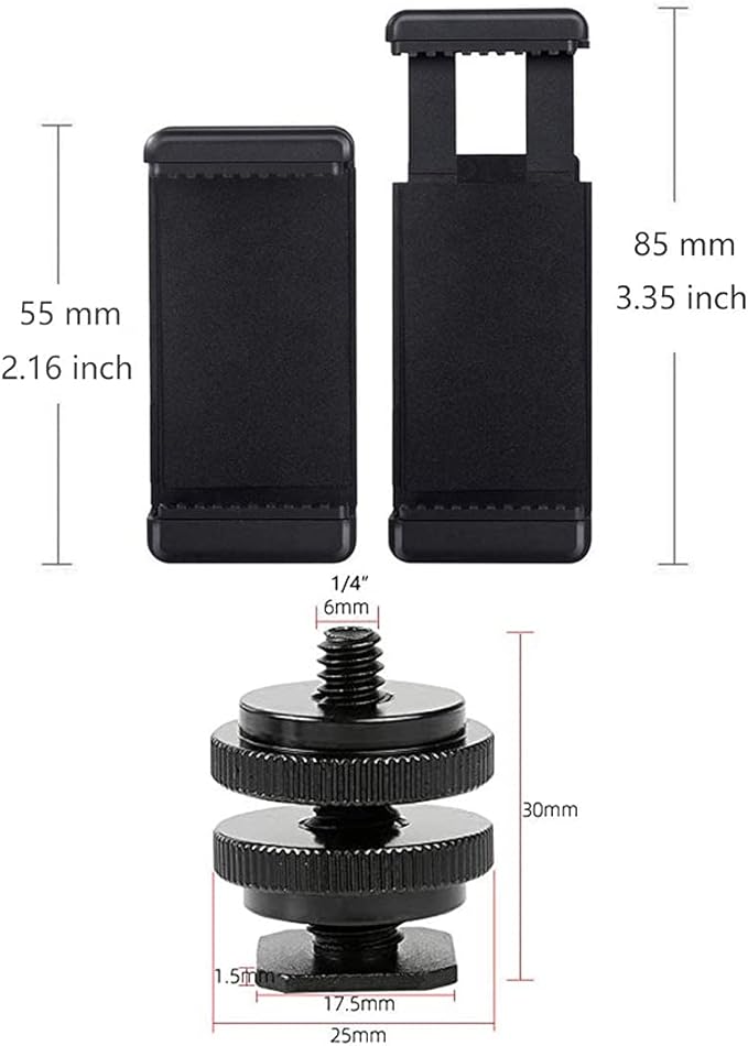 Phone Holder Camera Hot Shoe Mount Adapter Kit Compatible with GoPro Hero 9 8 7 6 5, DJI OSMO Action, iPhone12/11 Pro Max/X/XR, Samsung, Attaching on DSLR Camera or Ring Light