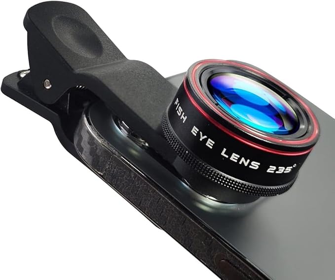 235° Fisheye Phone Camera Lens for iPhones 5,6,7,6 Plus,7 Plus - 0,62х Macro 25x Micro Professional Accessory for Your Phone Camera with a Convenient Clip-on - Photos and Videos in HD Quality