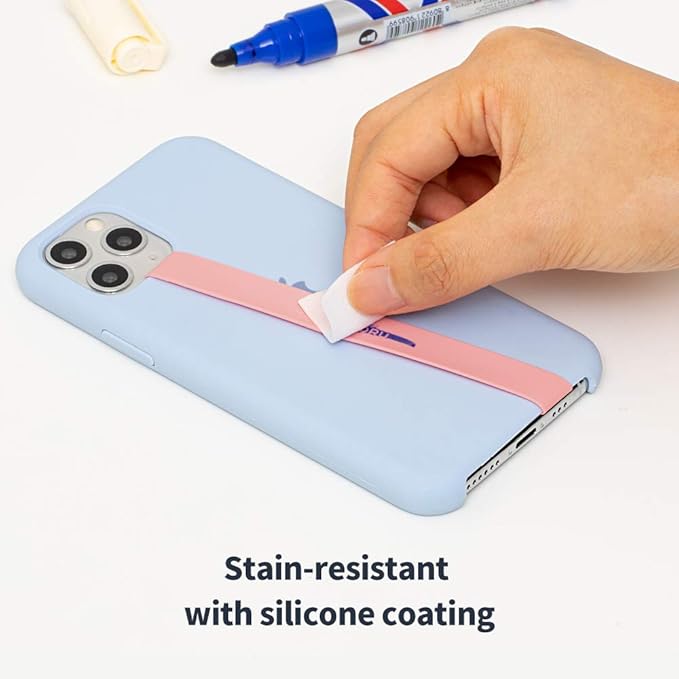 Sinjimoru Stretchable Silicone Phone Strap, Flexible and Elastic Grip Holder for iPhone & Android, Secure Phone Loops Finger Grip with Wireless Charging Support Sinji Loop Wine Red