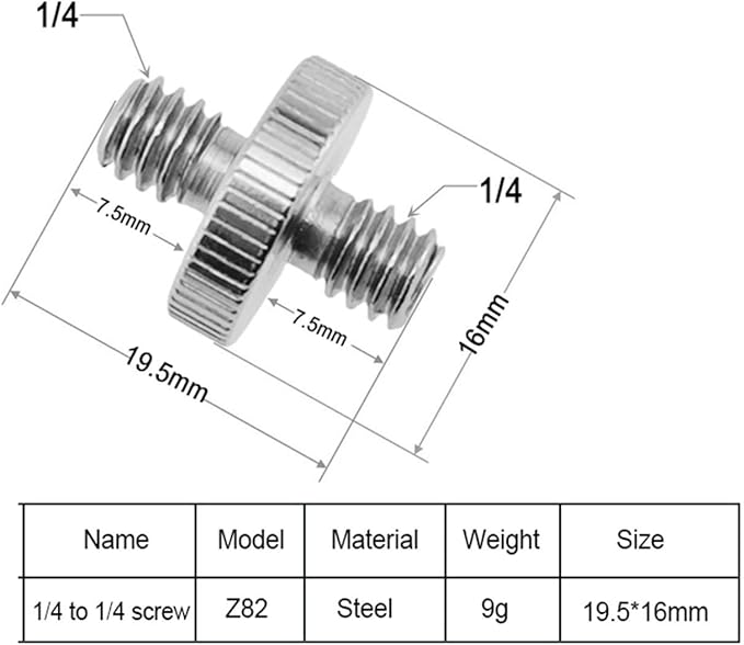 IOFIT Universal Conversion Screw 1/4 to M4 3/8 Screw Male to Male Adapter Screw Photography Accessories for Camera Tripod (Color : Silver, Size : Z82 1PC)