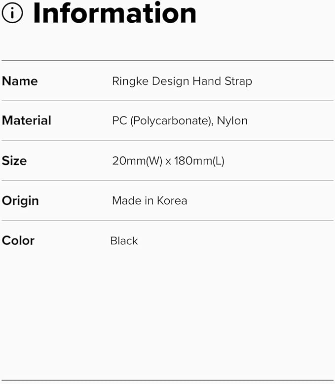 Ringke Hand Strap [Phone Wrist Strap] Designed for Camera Strap and Phone Strap, Adjustable Sturdy Universal Lanyard Compatible with Camera and Phone Case - Black