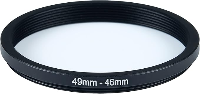 49mm Lens to 46mm Camera Lens Adapter 49mm to 46mm Step Down Ring Adapter Ring for All Brands of UV ND CPL, with Premium Lens Wiping Cloth 2 Pack (49mm-46mm)