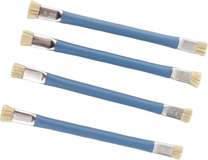 Aramox 4PCS Anti Static Brush ESD Safe Double Headed Insulating Hard Brush for Phone Repair Circuit Cleaning with Non Slip Handle 2 Colors (Blue)