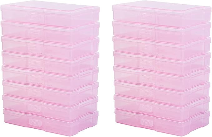 Naivees 4" x 6" Photo Storage Case with Handle, 16 Inner Photo Organizer Keeper, Extra Large Storage Picture Boxes, Seed Storage, Transparent Craft Keeper (Purple)