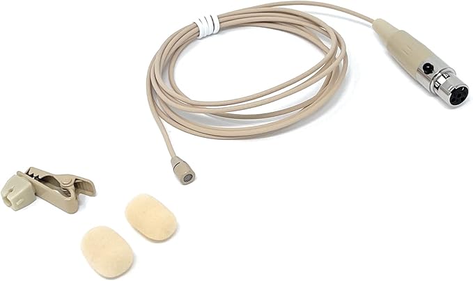 Beige Lavalier Lapel Mic with 4 pin mini XLR TA4F for Shure wireless