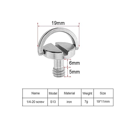 1/4 3/8 Camera Screw for Quick Release Plate 1/4 3/8 Inch D-Ring Screw Tripod Ballhead Mount Adapter Photography Accessories(S13 1PC)