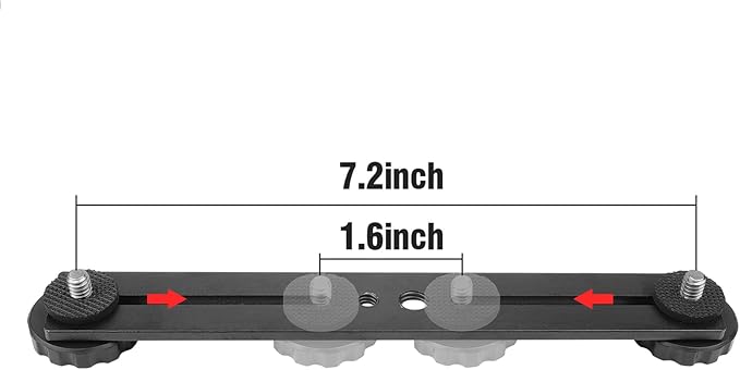 Dual Camera Mount Flash Extension Bar, ChromLives 8"/20.3cm Tripod Bracket Mount, 1/4'' Dual Hot Shoe Mount for Camera Compatible with LED Light, DSLR Camera, Tripod and More