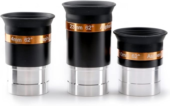 Starboosa Wide Angle Aspheric Eyepiece Set - 1.25 inch - Upgraded with Soft Eyecup [4mm, 10mm, 23mm]