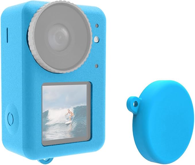 PULUZ Silicone Protective Case for DJI Osmo Action 5 Pro/4/3 with Lens Cap,Dust-Proof,Slim Durable Lightweight Rubber Soft Silicone Camera Protective Cover Accessories (Blue)