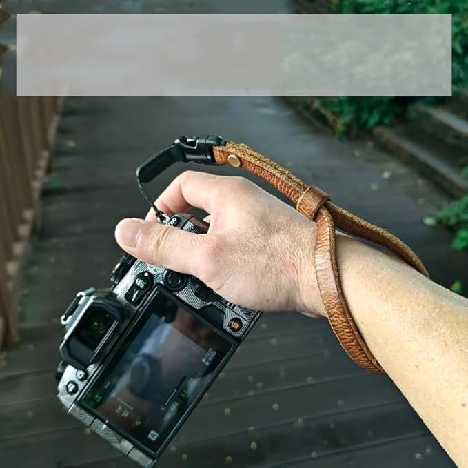 Handmade Cowhide Leather Camera Wrist Strap, Brass Hardware with Duraflex buckle, Black or Brown, Hand-Stitched