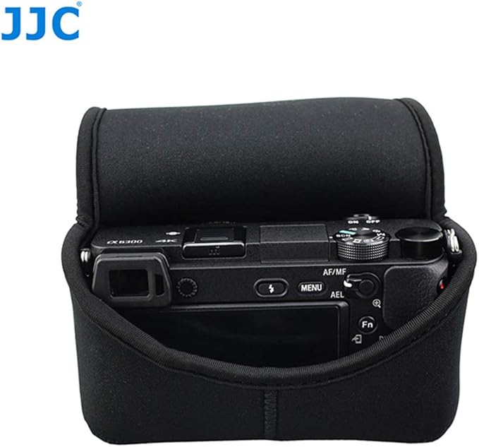 JJC Black Ultra Light Neoprene Camera Case for Sony a6600 a6500 a6400 a6300 a6100 a6000 a5100 +18-55mm/E 50mm F1.8 Lens, Pouch Bag for Fuji X-T30 X-T20 X-T10 +16-50mm, Canon PowerShot SX530 SX540 G3X