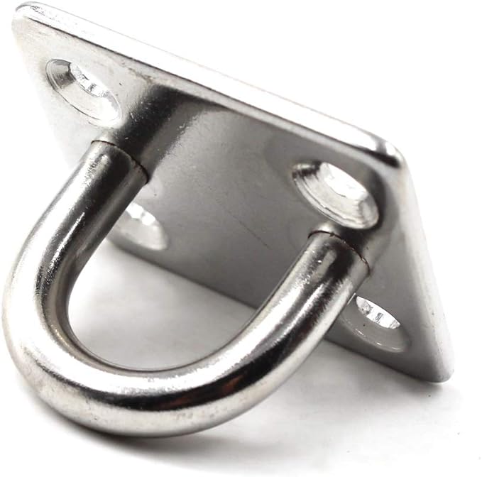 Square Ceiling Wall Mount Hook Heavy Duty Anchor 1/4" 6mm 304 Stainless Steel Great for Yoga Swings Hammocks/Boat Rigging/Marine Deck Hardware/Suspension Training Straps