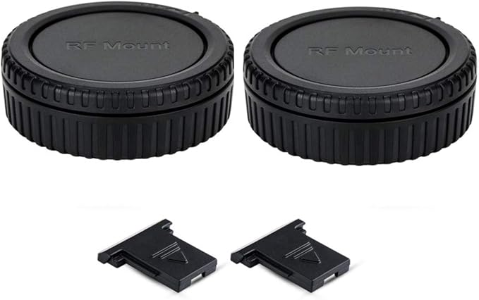 2 Pack RF Mount Body Cap Cover & Rear Lens Cap for Canon EOS R100 R50 R50V R8 R R1 R3 R5 R6 Mark II III R7 R10 RP Mirrorless Camera & RF Mount Lenses, with 2 Extra Hot Shoe Protective Covers Included