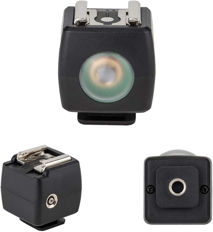 JJC Optical Flash Slave Trigger, Hot Shoe Sync Adapter with PC Socket,Optical Sensor & 1/4"-20 Threaded Socket Cold Shoe for All Flashes Speedlight with Standard ISO 518 Hot Shoe-1 Pack