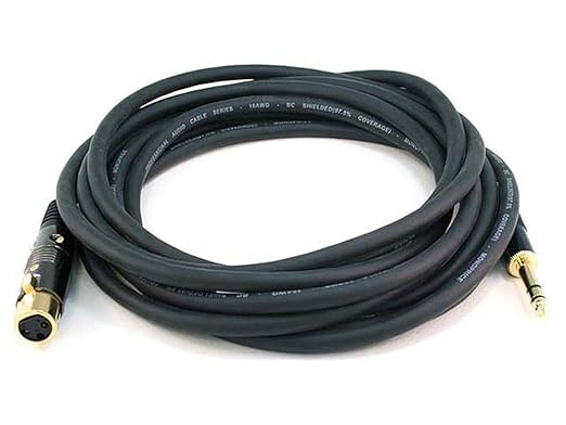 Monoprice 104774 50-Feet Premier Series XLR Female to 1/4-Inch TRS Male 16AWG Cable Black
