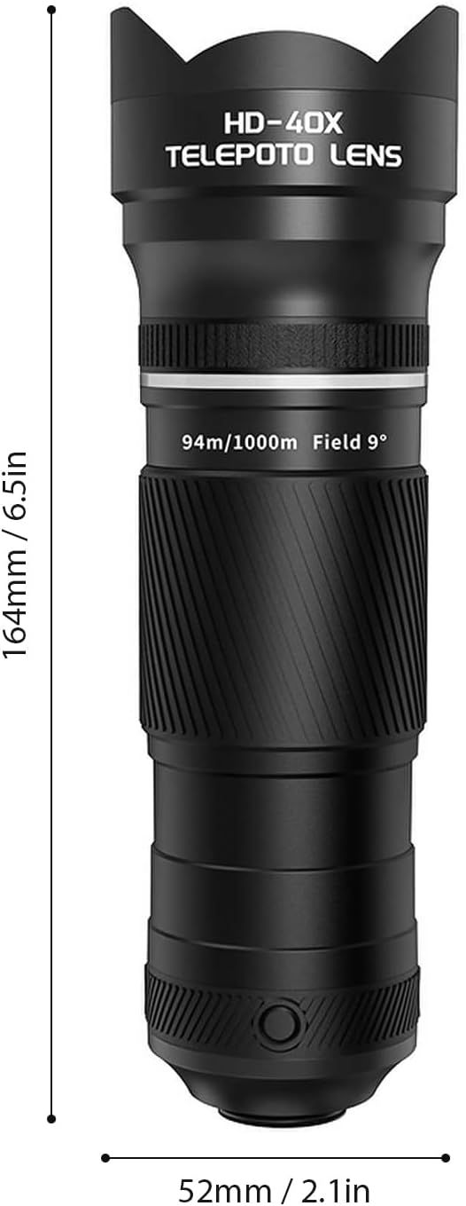 Andoer 40X Zoom Lens with Tripod Phone Telephoto Lens Phone Telescope Phone Camera Lens for Hiking Camping Wildlife Observation Moon Sports Game Concert Watching