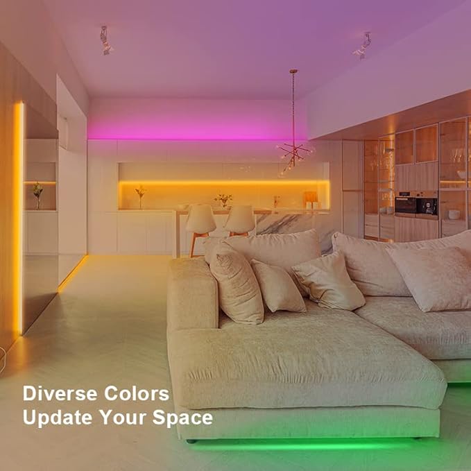 BTF-LIGHTING FCOB COB RGB LED Strip 840LED/m 16.4FT DC24V Color Changing Flexible High Density Uniform Light 10mm Width for Bedroom Home Indoor Decor(No Adapter or Controller)