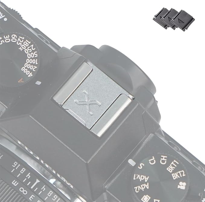 1pcs Camera Hot Shoe Cover, Aluminum Alloy, Silver with Silver, for Fuji X Fujifilm GFX Mount Camera