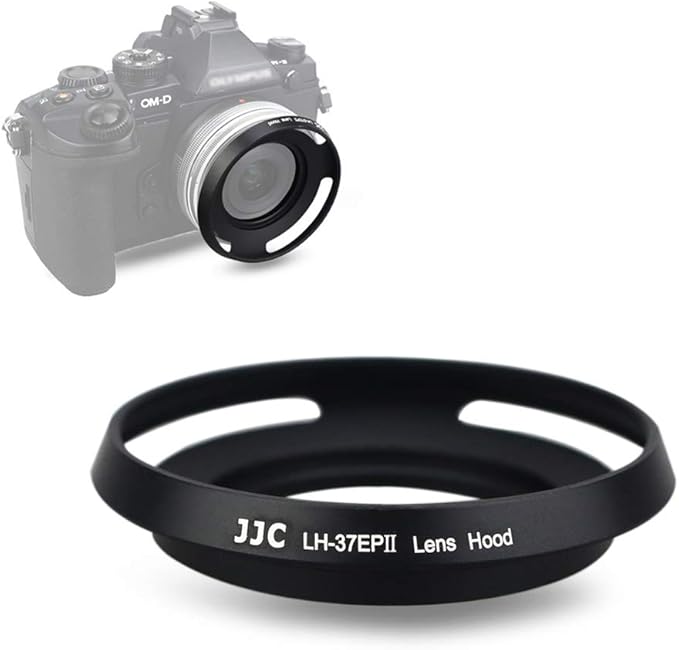 JJC 37mm Screw-in Lens Hood Shade for Olympus M.Zuiko Digital ED 14-42mm EZ and Panasonic Lumix G Vario 12-32mm ASPH on OM-D E-M10 III/II, DMC-GX85/GX850 - Black