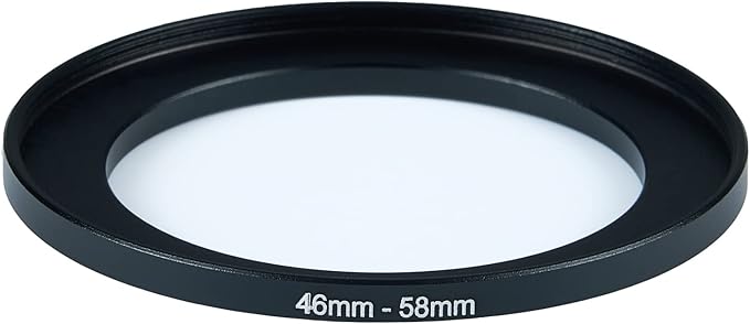 46mm Lens to 58mm Camera Lens Adapter 46mm to 58mm Step Up Ring Adapter Ring for All Brands of UV ND CPL, with Premium Lens Wiping Cloth 2 Pack (46mm-58mm)