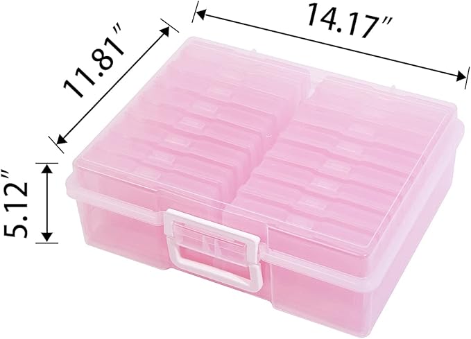Naivees 4" x 6" Photo Storage Case with Handle, 16 Inner Photo Organizer Keeper, Extra Large Storage Picture Boxes, Seed Storage, Transparent Craft Keeper (Purple)