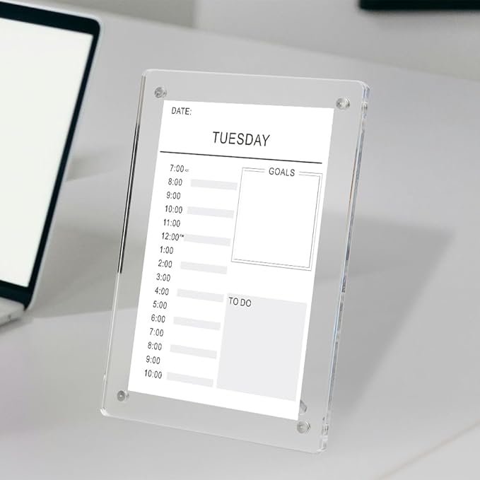 LIANHELILAI 5x7 Picture Frame Clear Acrylic Magnetic Tabletop Photo Frame Frameless with Removable Magnetic Stand for Home/Office Desk/Table Picture/Note Display, 2 Pack (Clear, 5 * 7 in)