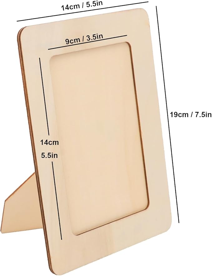 kukmakri 30 Pack Unfinished Wooden Picture Frames Set with 4x6 inch Photos, Wooden Frames for Crafts, Standing Postcard & Photos Picture Frame Set –Suitable for Crafts DIY, Souvenir decoration