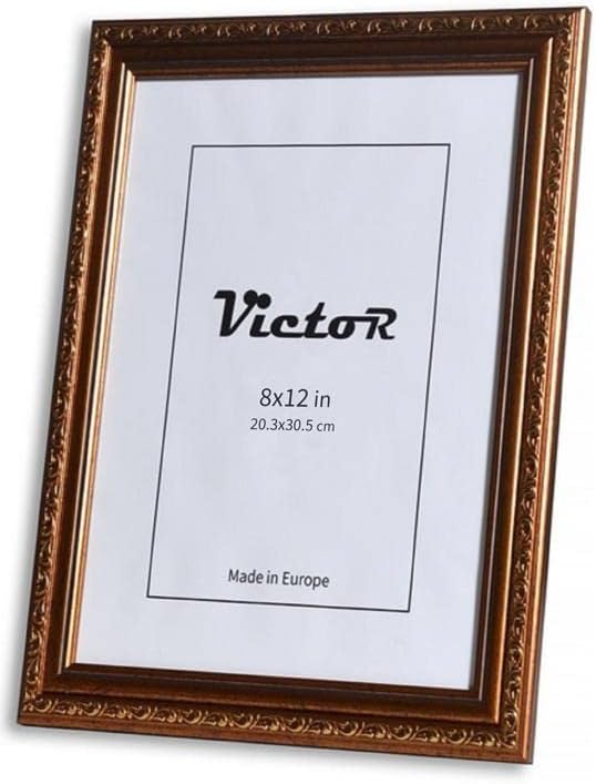 VictoR Picture Frame Chagall 8x12 Brown Gold - Vintage Picture Frames with Shutterproof Acrylic Glass - 8 x 12 Photo Frame - Brown Picture Frames - Antique - only for hanging