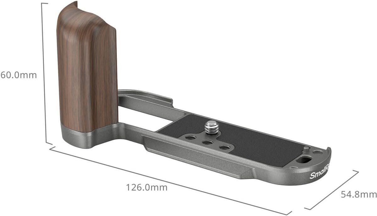 SMALLRIG X-T50 Handgrip, Wooden L-Shape Grip for FUJIFILM X-T50 Camera, Built-in Quick Release Plate for Arca, with Shutter Button and Hot Shoe Cover, Charcoal Silver - 4736