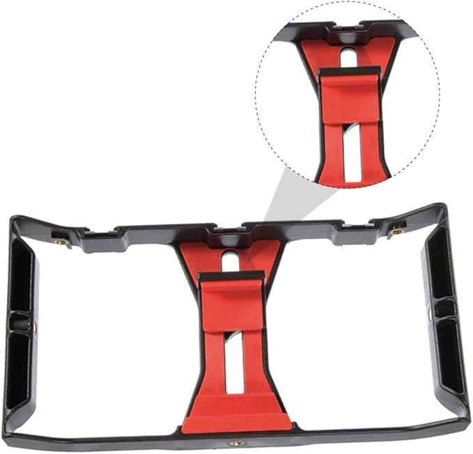 DOITOOL Smartphone Filmmaking Rig Case with Tripod Mount for Recording Black Red Phone Frame Holder for Mobile Film Live Streaming Vlogging and Podcast Use