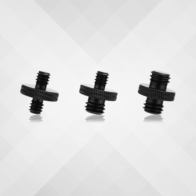 3pcs Mic Stand Adapter, Sturdy Aluminum Alloy Mic Screw Adapter 3/8 Male to 3/8 Male，1/4 Male to 1/4 Male and 3/8 Male to 1/4 Male Tripod Camera Mic Mount Adapter for Microphone Stand Tripod
