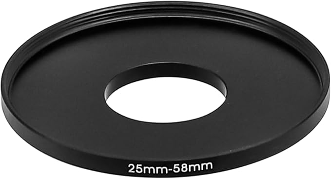 25mm to 58mm Step Up Ring, Screw-in Adapter Ring for 25mm Lens Install 58mm Filter or Camera Accessories