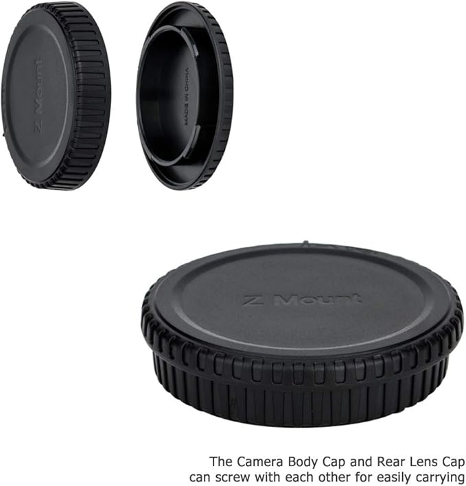 2 Pack Z Mount Body Cap Cover & Rear Lens Cap for Nikon Z9 Z8 Z7 Z7II Z6 Z6II Z6III Z5 Z5II Z50 Z50II Z30 ZR Zf Zfc Mirrorless Camera and Z Mount Lenses, 2 Extra Hot Shoe Protective Covers Included