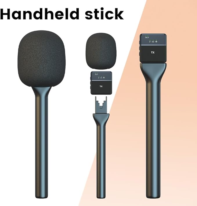 Mic Handle for DJI RODE Microphone Handheld Stand for Wireless GO, Interview Microphone Rig for All Lavalier Mic, Wireless MiniMic Adapter for Vlogging/Interview/Podcast/Reports/Content Creation