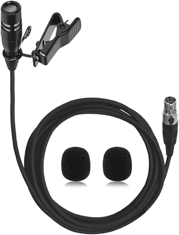 Lavalier Lapel Microphone Unidirectional Condenser Super Cardioid Mic Compatible with Shure Wireless Bodypack Transmitter System with Mini XLR 4 Pin TA4F Plug