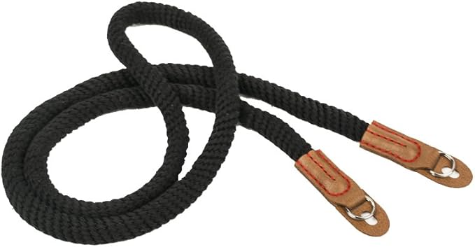 MINI GAGA Vintage Handmade Leather Rope Camera Neck Strap for Micro Single and DSLR Camera Short Black