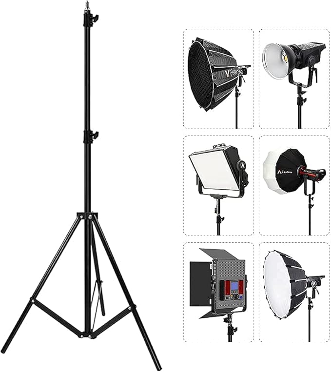 ITOTIN Heavy Duty Light Stand 9.5 Feet/2.8 Meters Adjustable Spring Cushioned Metal Photography Tripod Stand for Photo Studio Speedlight, Ring Light, Photographic Equipments Thickening Flash Stand