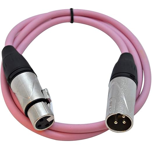 Seismic Audio - SAXLX-3Pink-6Pack - 6 Pack of 3 Foot Pink XLR Patch Cables - 3 Pin XLR Male to Female Microphone Cables