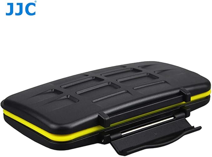 JJC MC-SD12 Ruggard SD Card Case, Shockproof SD Card Case, Water-Resistant SD Card Case, Rubber Sealed Ergonomic Locking Easy Carrying Memory Card Case Fits 12 SD Cards