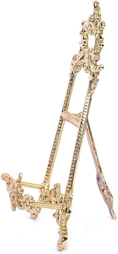 Brass Ornate Easel Display Stand Tabletop, 7" H