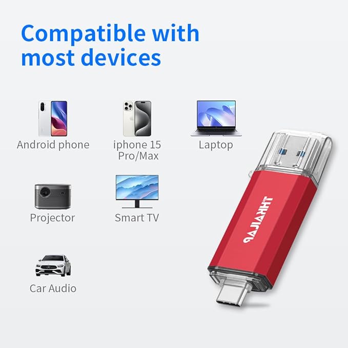 Thkailar USB C Flash Drive 128GB,USB Flash Drive with Type C and Type A 3.1 Port USB C Thumb Drive Compatible with Android Phone/PC/Mac Pro