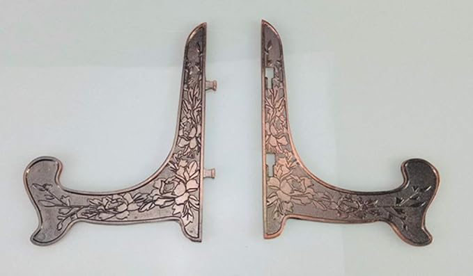 2 Pcs Vintage Metal Easels Plate Display Stands Picture Frame Stand Holder Display Easels (Bronze, 12cm)