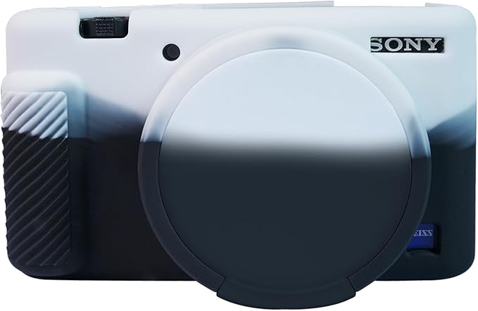 Camera Case for Sony ZV-1, ZV1 Camera Cover Silicone Camera Sleeve Body Skin Protective Case with Removable Lens Cap for Sony ZV 1 Digital Camera, Black&White