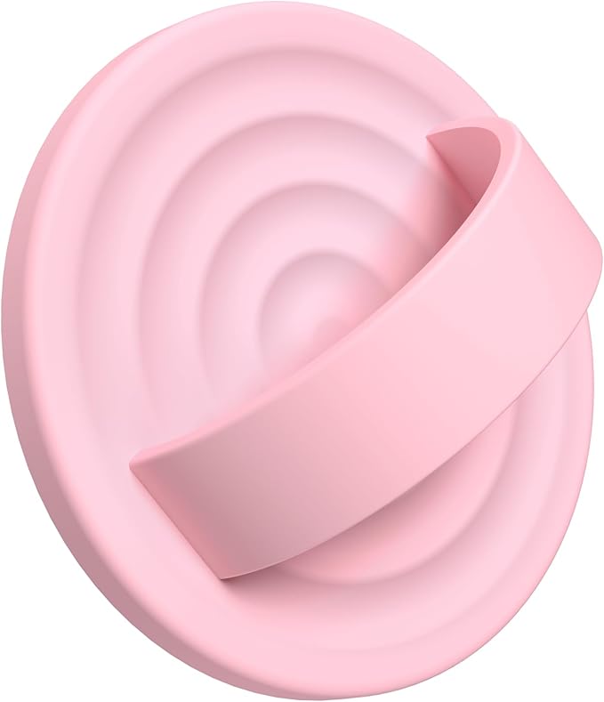 Upgraded Magnetic Phone Grip, Liquid Silicone Soft and Portable, Removable Finger Loop Ring Grip Holder for iPhone, Strong Magnetic Attraction, Compatible with MagSafe Phone Case, Pink